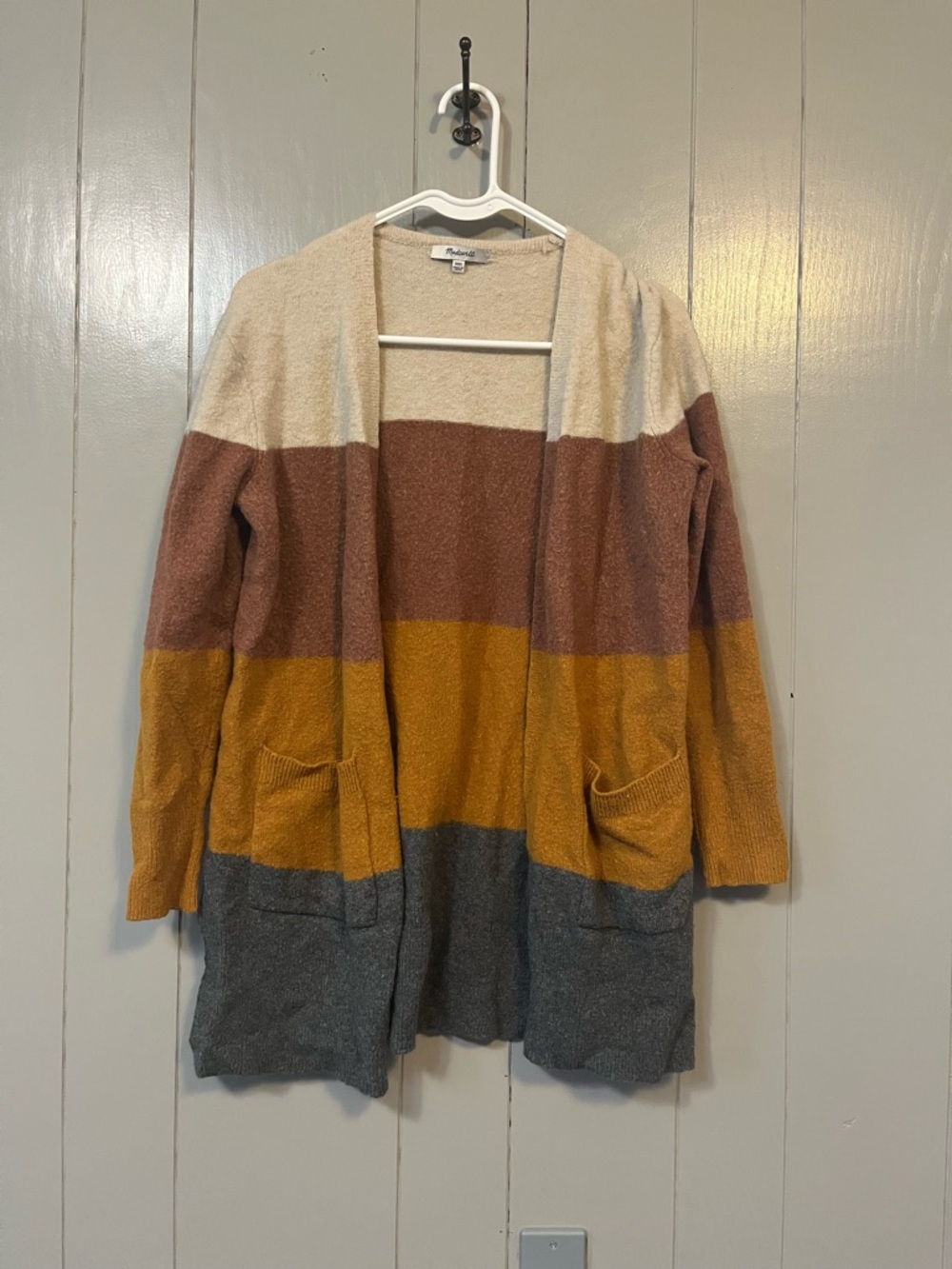 Madewell Women's Multicolor Knit Colorblock V-Neck Wool Cardigan Sweater Small